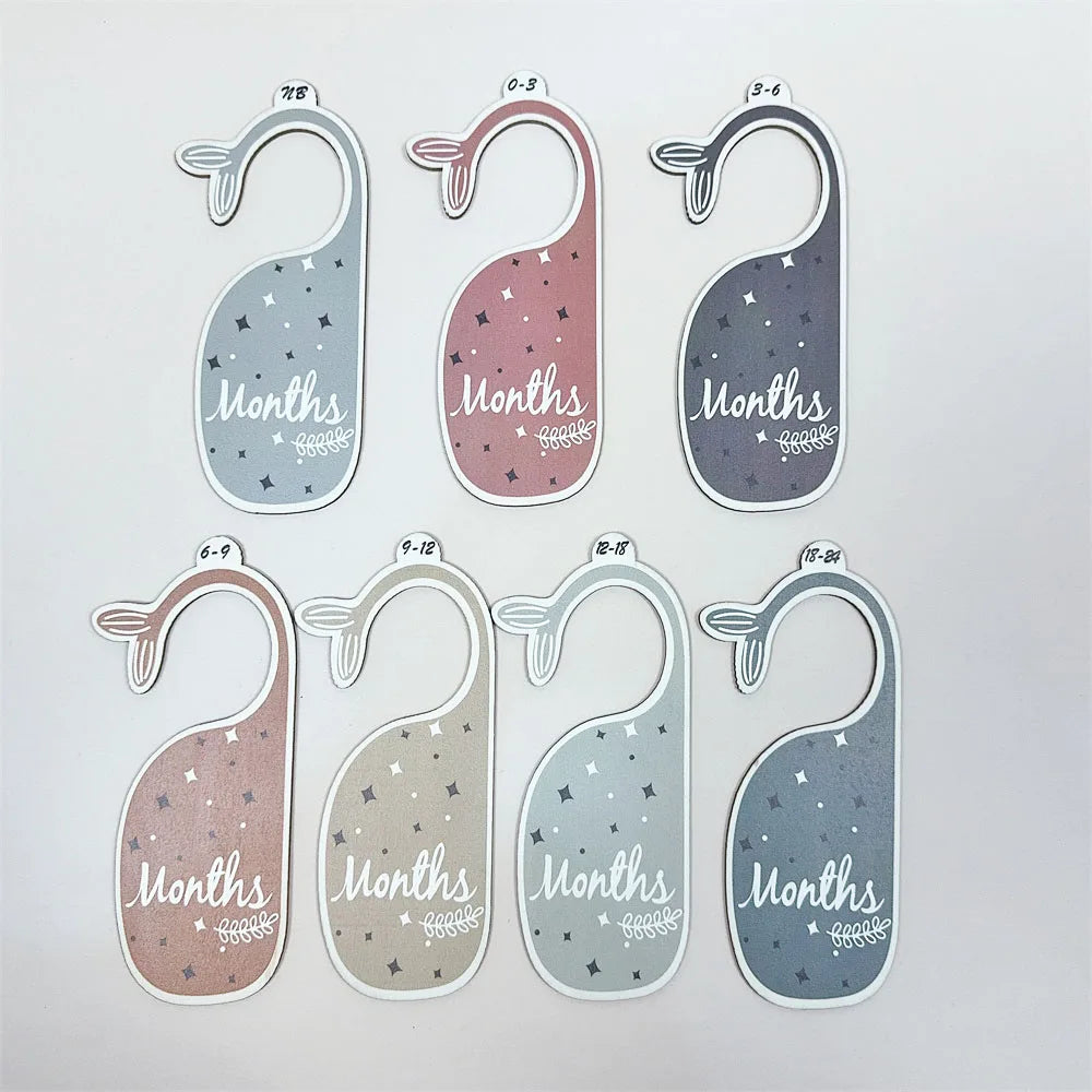 7Pc Whale-Shaped Baby Closet Dividers – Wooden Size Organizers for Newborn to 24 Months