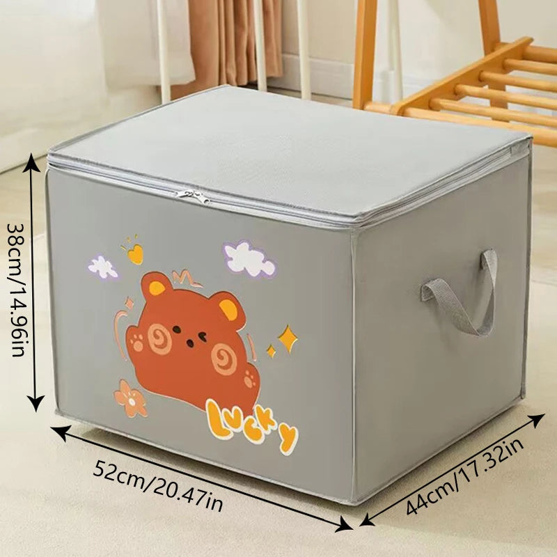 Foldable Kids’ Toy Storage Basket – Felt Fabric Organizer with Cartoon Animal Designs