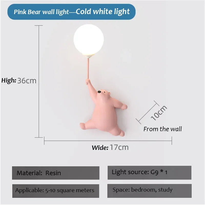 Cartoon Polar Bear LED Wall Lamp – Cute Night Light for Kids’ Bedroom & Nursery