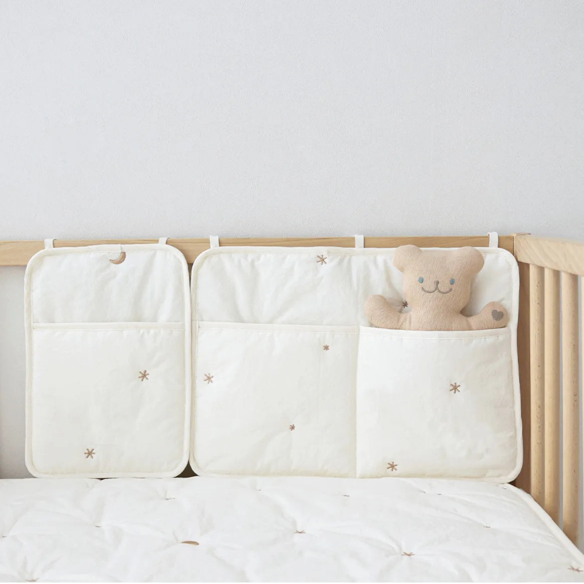 Baby Crib Hanging Storage Bag Organizer for Nursery – Diaper, Bottle & Toy Holder Bedside Pocket