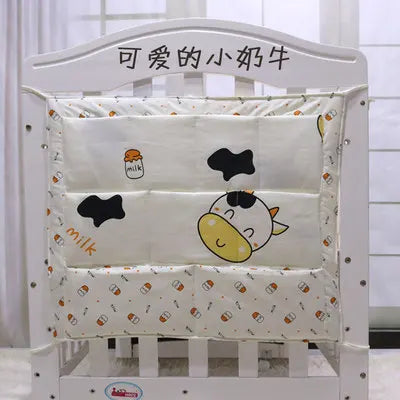 Baby Crib Hanging Organizer with Cartoon Design – Nursery Storage for Diapers, Toys & Bedding