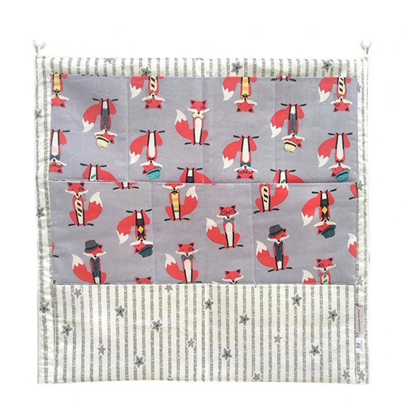 Baby Crib Hanging Organizer with Cartoon Design – Nursery Storage for Diapers, Toys & Bedding