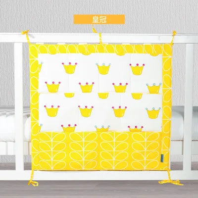 Baby Crib Hanging Organizer with Cartoon Design – Nursery Storage for Diapers, Toys & Bedding
