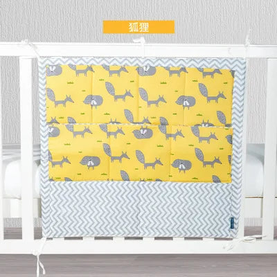 Baby Crib Hanging Organizer with Cartoon Design – Nursery Storage for Diapers, Toys & Bedding