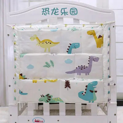Baby Crib Hanging Organizer with Cartoon Design – Nursery Storage for Diapers, Toys & Bedding