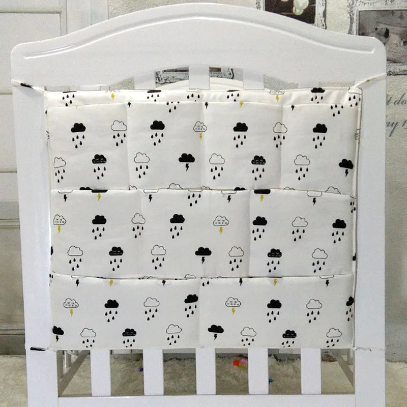 Baby Crib Hanging Organizer with Cartoon Design – Nursery Storage for Diapers, Toys & Bedding