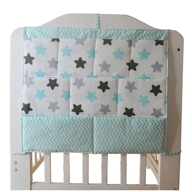 Baby Crib Hanging Organizer with Cartoon Design – Nursery Storage for Diapers, Toys & Bedding