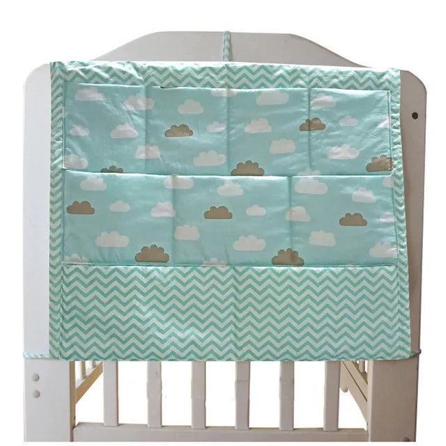 Baby Crib Hanging Organizer with Cartoon Design – Nursery Storage for Diapers, Toys & Bedding