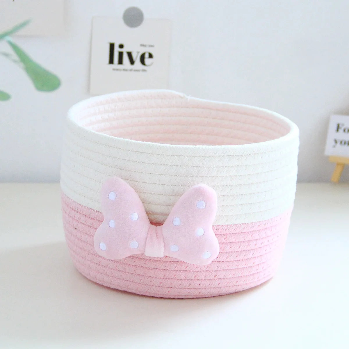 Woven Cotton Rope Storage Bin – Fun Cartoon Design for Kids’ Room, Toys, and Daily Essentials