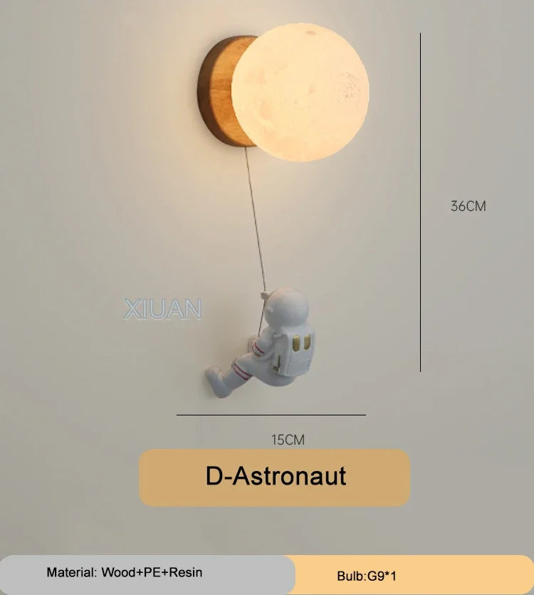 Cartoon Bear, Rabbit & Moon LED Wall Lamp – Kids’ Bedroom Night Light & Nursery Decor