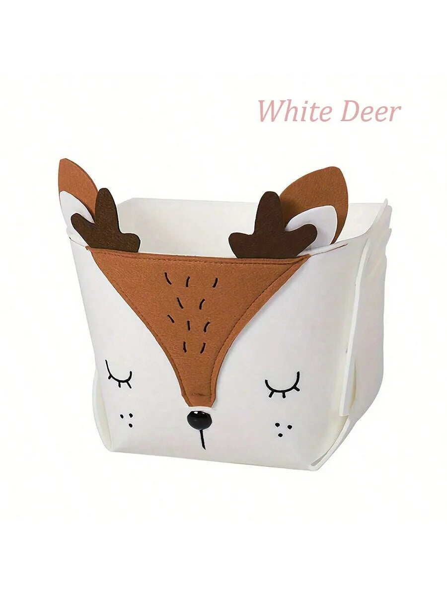 Cute Cartoon Animal Felt Storage Box – Foldable Organizer for Kids’ Toys & Nursery Essentials