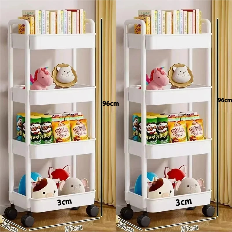 Kids Multi-Layer Storage Trolley with Wheels for Books & Toys