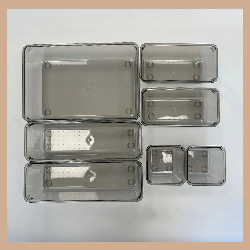 7-Piece Clear Drawer Organizer Set – Kids’ Room Storage for Stationery & Small Items