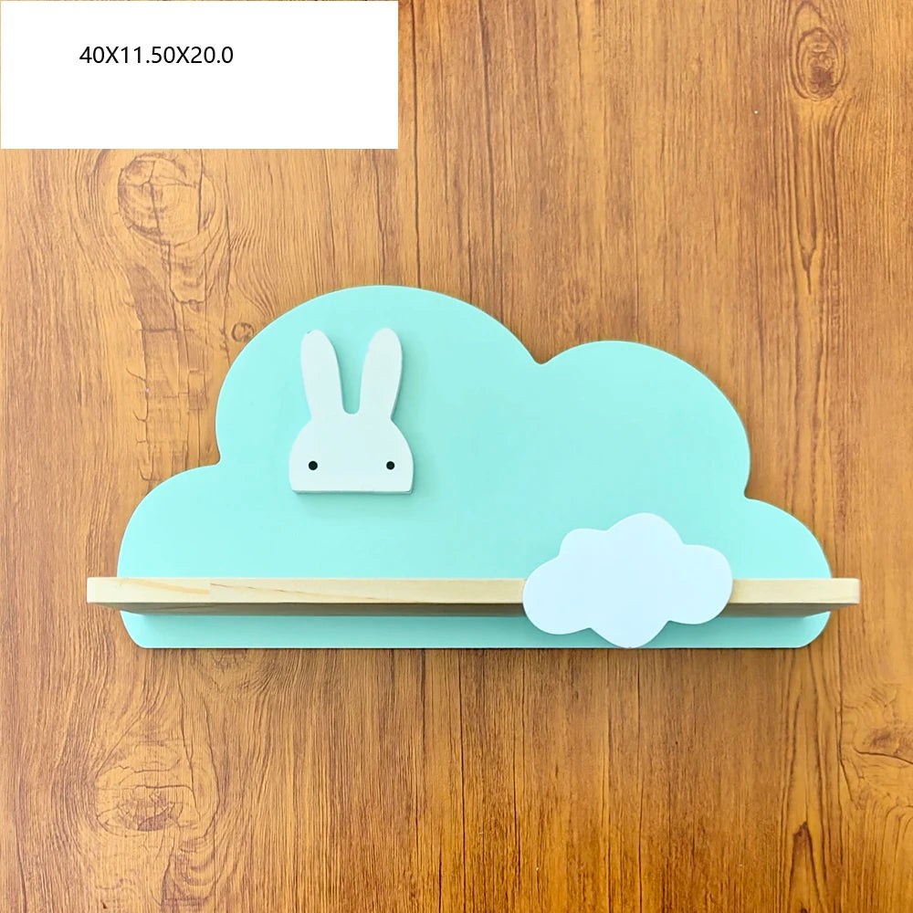 Cloud Wall-Mounted Kids Bookshelf – Wooden Toy & Book Display Shelf for Children’s Room