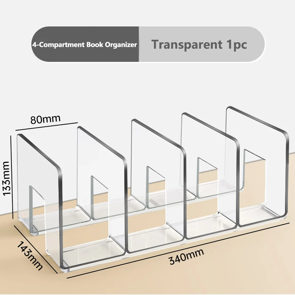 Transparent Acrylic Bookstand – Kids’ Room Desktop Organizer for Books & School Supplies