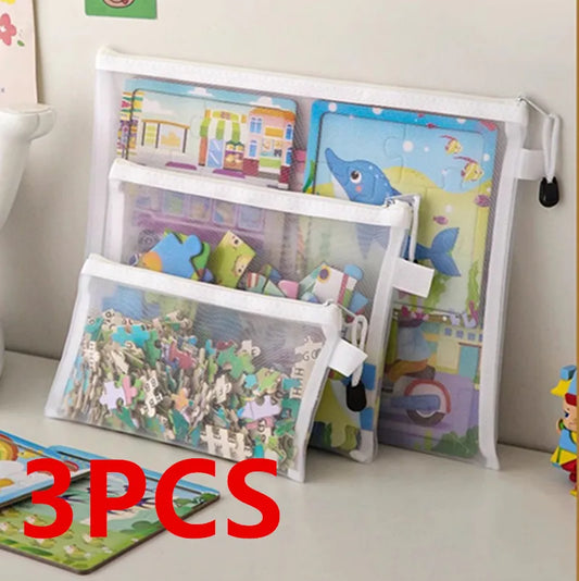 Mesh Zipper Toy Storage Bag – Transparent Organizer for Kids Toys, Blocks & Puzzles