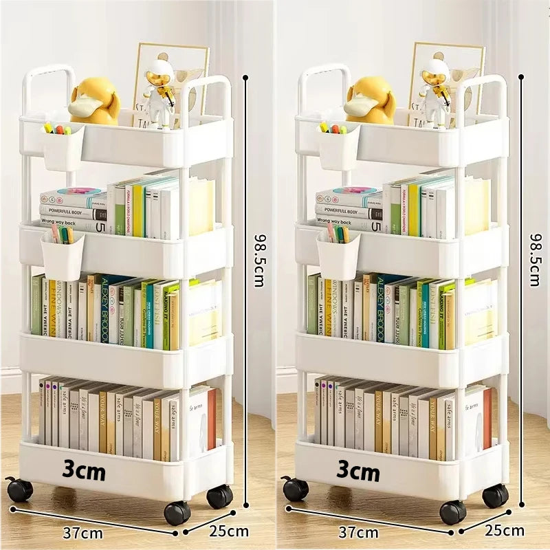Kids Multi-Layer Storage Trolley with Wheels for Books & Toys