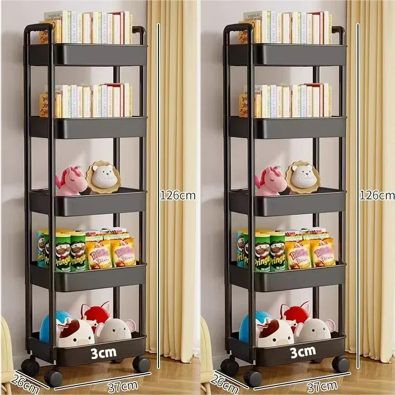 Kids Multi-Layer Storage Trolley with Wheels for Books & Toys
