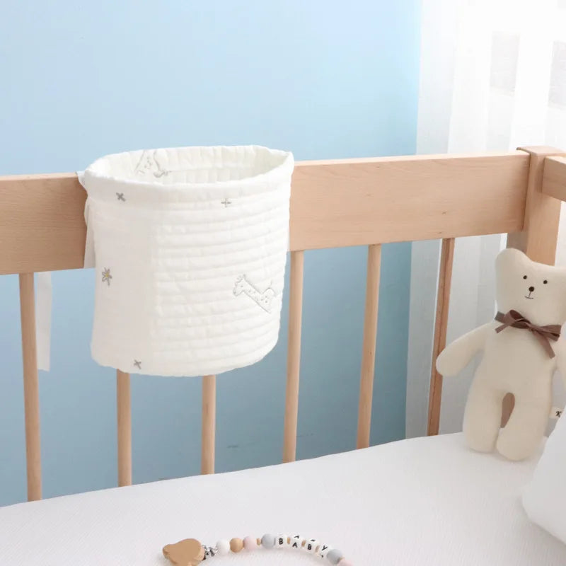 Baby Crib Hanging Organizer Bag – Bedside Storage for Diapers, Toys & Essentials