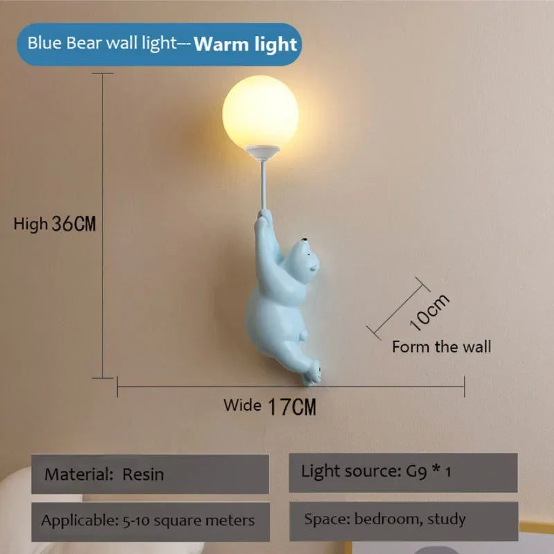 Cartoon Polar Bear LED Wall Lamp – Cute Night Light for Kids’ Bedroom & Nursery