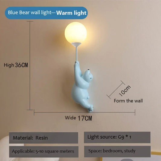 Cartoon Polar Bear LED Wall Lamp – Cute Night Light for Kids’ Bedroom & Nursery