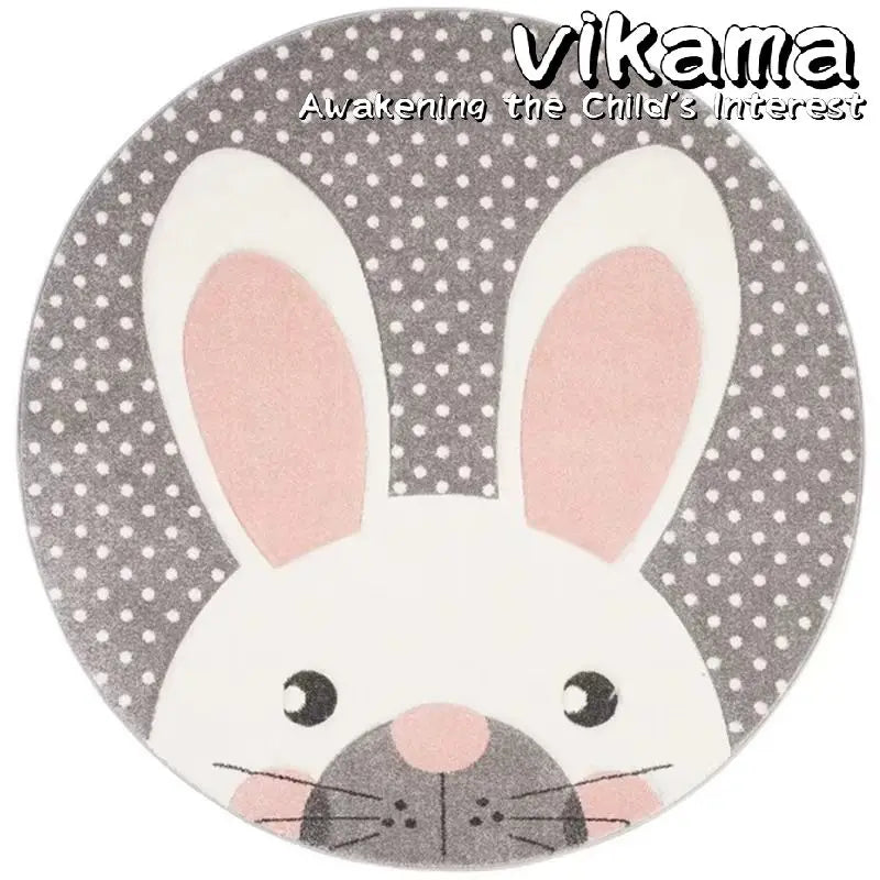 VIKAMA Cartoon Animal Round Rug – Soft, Cozy & Anti-Slip Carpet for Kids’ Rooms