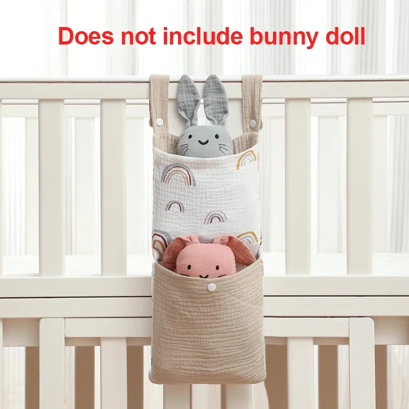 Baby Crib Hanging Organizer – Cotton Storage Bag for Diapers, Toys & Nursery Essentials