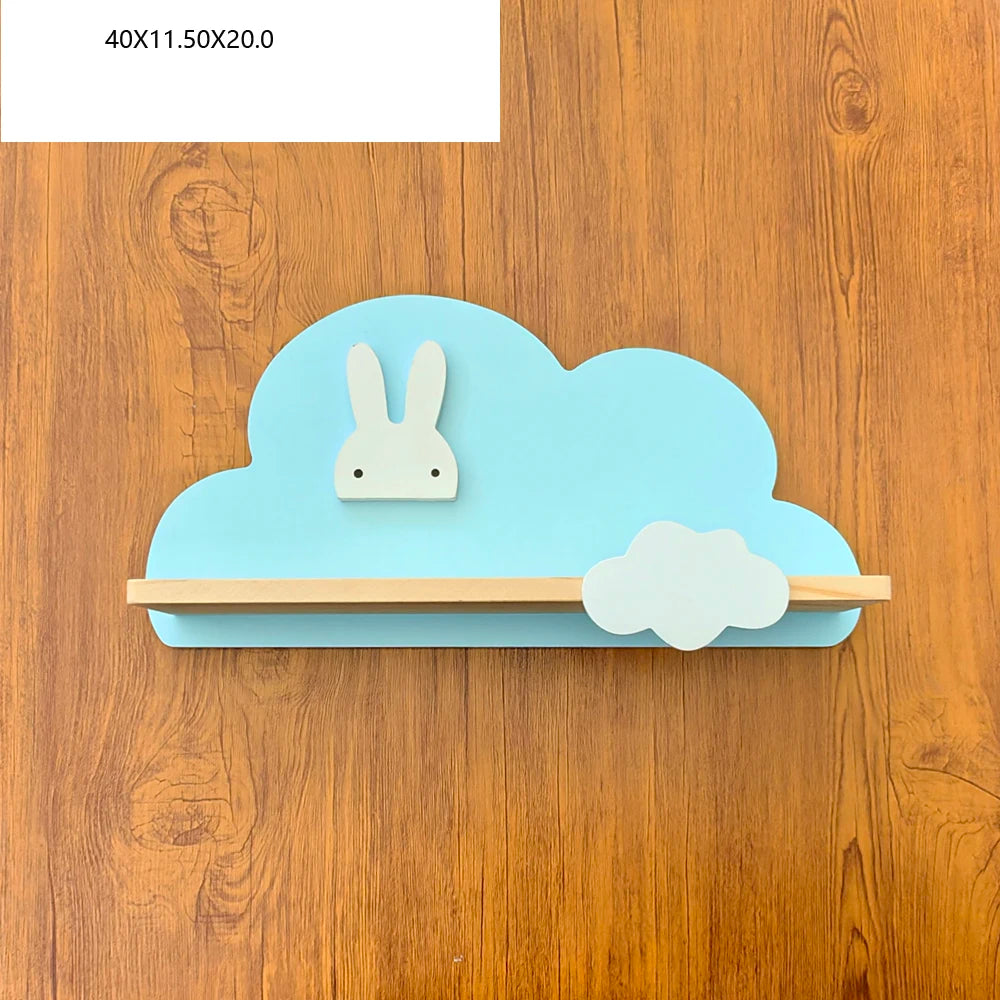 Cloud Wall-Mounted Kids Bookshelf – Wooden Toy & Book Display Shelf for Children’s Room