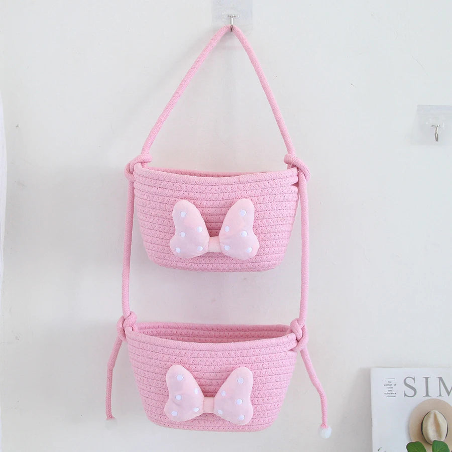 Woven Cotton Rope Storage Bin – Fun Cartoon Design for Kids’ Room, Toys, and Daily Essentials