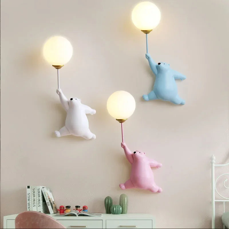 Cartoon Polar Bear LED Wall Lamp – Cute Night Light for Kids’ Bedroom & Nursery