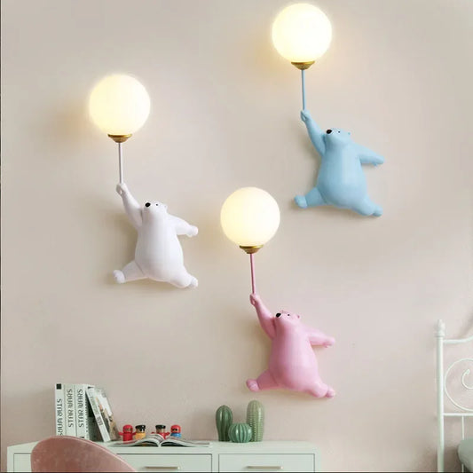 Cartoon Polar Bear LED Wall Lamp – Cute Night Light for Kids’ Bedroom & Nursery