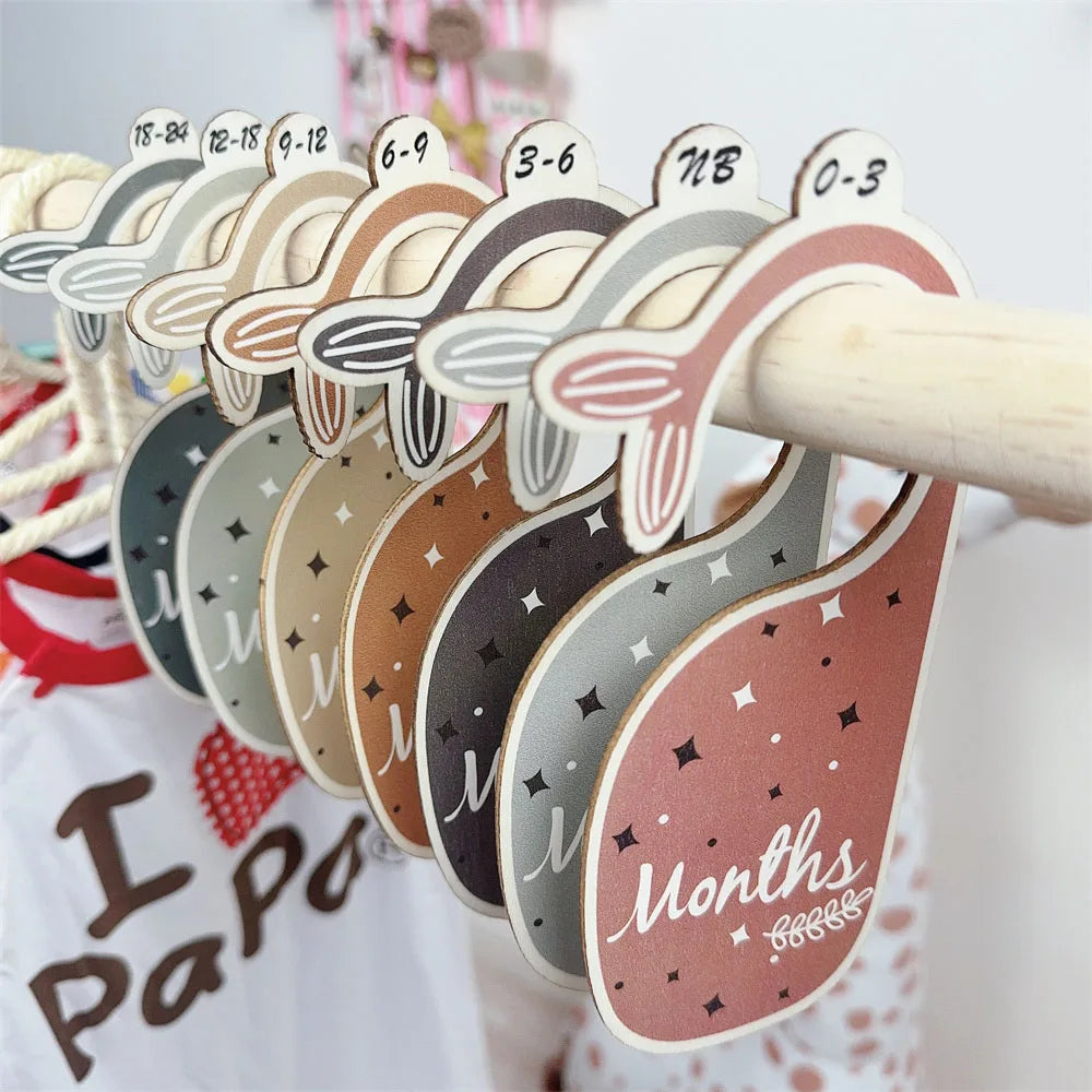 7Pc Whale-Shaped Baby Closet Dividers – Wooden Size Organizers for Newborn to 24 Months