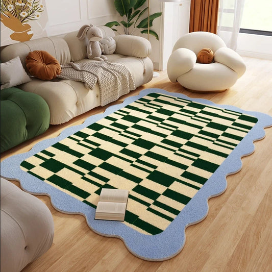 Soft Plaid Plush Rug for Children’s Bedroom – Cozy Fluffy Carpet for Playroom & Home Decor