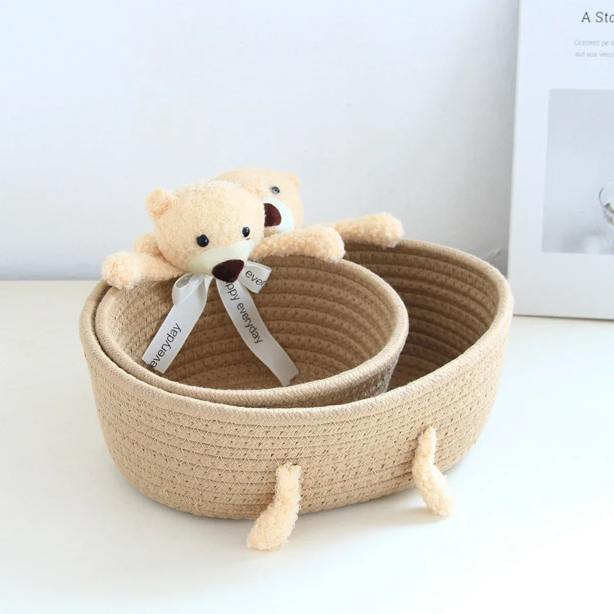 Cartoon Weave Storage Basket – Organizer for Kids’ Toys, Snacks & Small Accessories