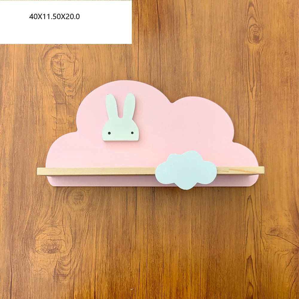 Cloud Wall-Mounted Kids Bookshelf – Wooden Toy & Book Display Shelf for Children’s Room
