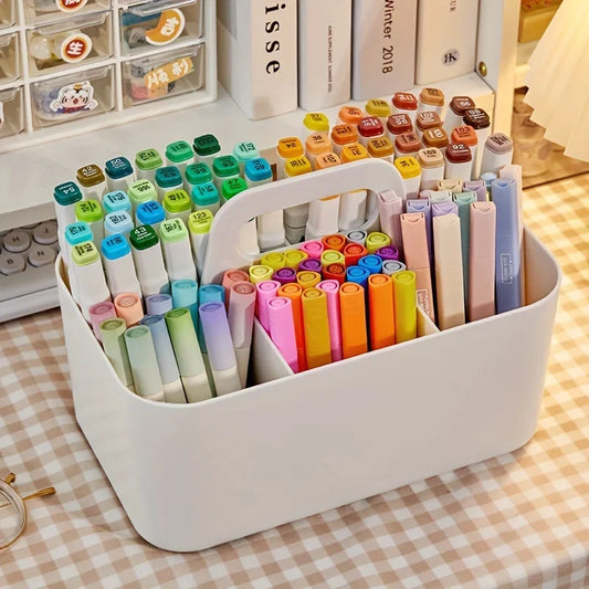 5-Compartment Plastic Storage Basket – Kids’ Room Organizer for Pens, Pencils & Art Supplies
