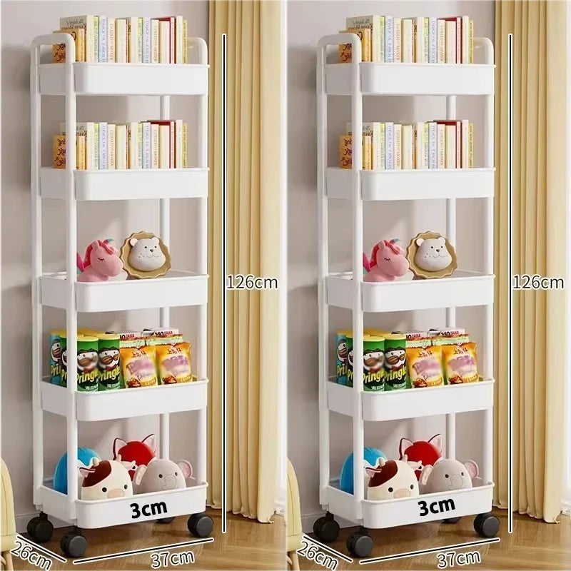 Kids Multi-Layer Storage Trolley with Wheels for Books & Toys