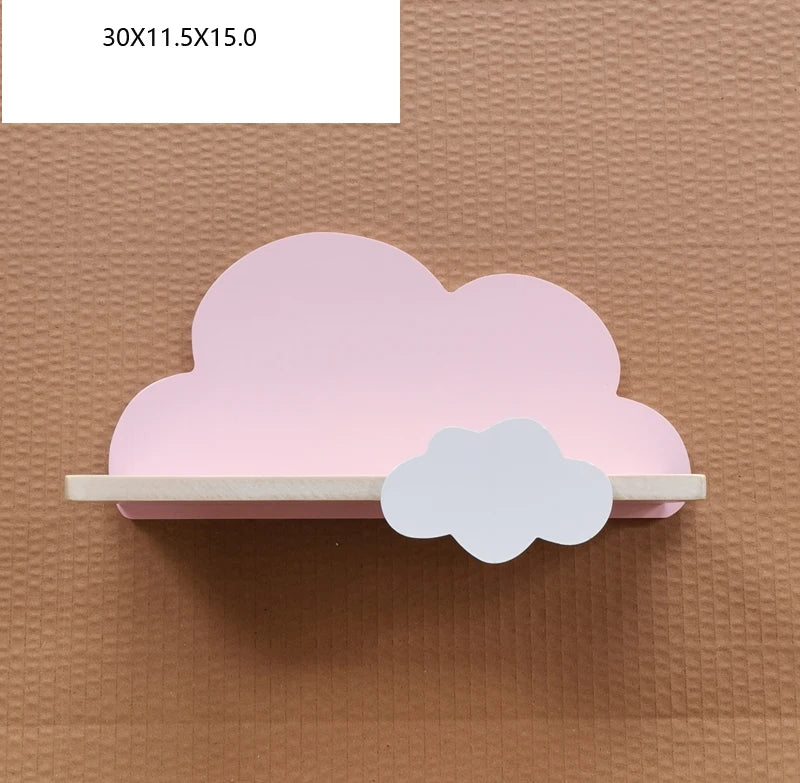 Cloud Wall-Mounted Kids Bookshelf – Wooden Toy & Book Display Shelf for Children’s Room