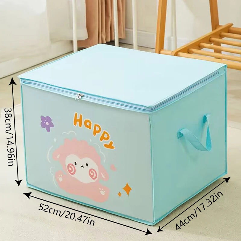 Foldable Kids’ Toy Storage Basket – Felt Fabric Organizer with Cartoon Animal Designs