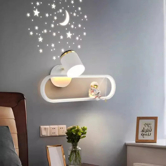 Astronaut LED Wall Lamp – Kids’ Bedroom & Bedside Night Light with Starry Sky Projection