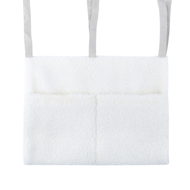 Plush Baby Crib Hanging Storage Organizer with Double Pockets