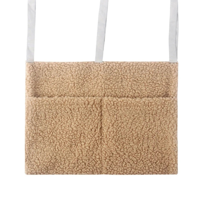 Plush Baby Crib Hanging Storage Organizer with Double Pockets