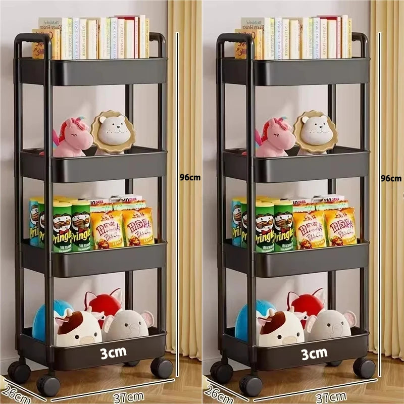 Kids Multi-Layer Storage Trolley with Wheels for Books & Toys