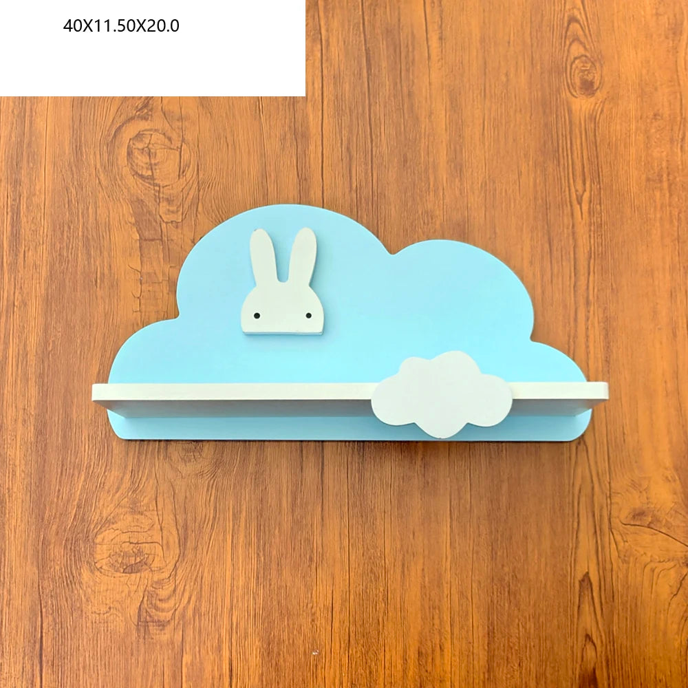 Cloud Wall-Mounted Kids Bookshelf – Wooden Toy & Book Display Shelf for Children’s Room