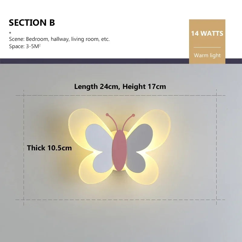 Butterfly LED Wall Lamp – Kids’ Bedroom & Bedside Creative Wall Light