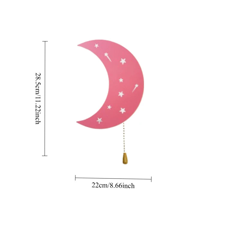 Cartoon Moon & Cloud LED Wall Lamp – Wireless Bedside Light for Kids’ Room