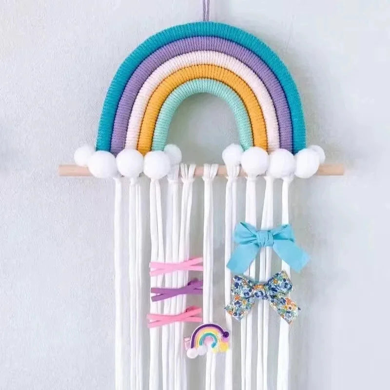 Rainbow Hair Accessories Organizer – Kids’ Room Storage for Headbands, Hair Clips & Tassel Pendants