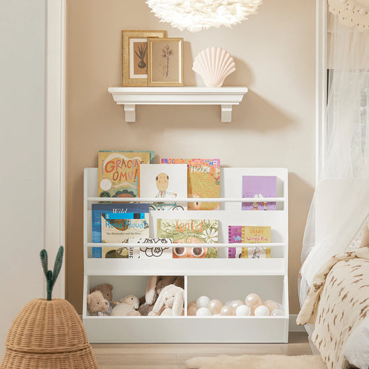 Kids’ Wall Wardrobe & Bookshelf with Semi-Circular Blackboard – Children's Wall-Mounted Shelf & Hanger Organizer