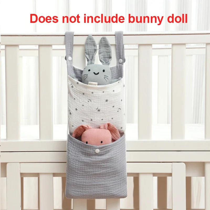 Baby Crib Hanging Organizer – Cotton Storage Bag for Diapers, Toys & Nursery Essentials