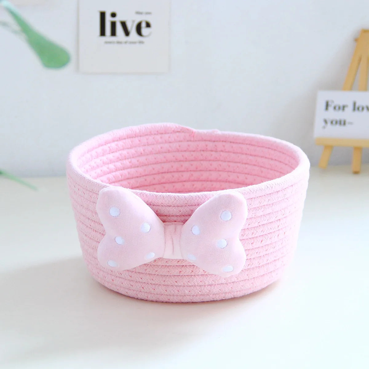 Woven Cotton Rope Storage Bin – Fun Cartoon Design for Kids’ Room, Toys, and Daily Essentials